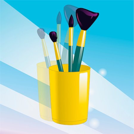 simsearch:400-04988963,k - Realistic mockup glass and makeup brushes. Vector Stock Photo - Budget Royalty-Free & Subscription, Code: 400-09047316