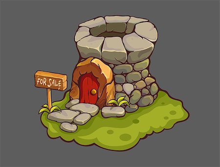 firin (artist) - Cartoon tower made of big stones with sign For sale. probably for use in a game. Vector illustration Foto de stock - Super Valor sin royalties y Suscripción, Código: 400-09047364