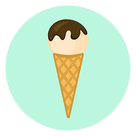 Cute colorful ice cream in waffle cone icon Stock Photo - Budget Royalty-Free & Subscription, Code: 400-09047496