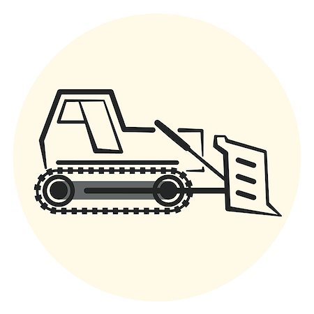 Outline earth mover icon, bulldozer icon, flat transport object Stock Photo - Budget Royalty-Free & Subscription, Code: 400-09047499