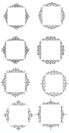 simsearch:400-08836820,k - Vintage baroque swirl frame black and white set isolated vector Photographie de stock - Aubaine LD & Abonnement, Code: 400-09047516