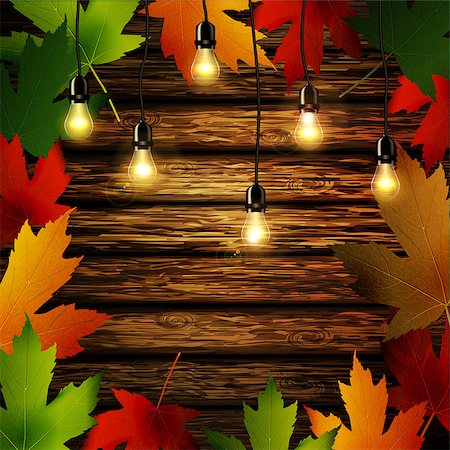 drawn images of maple leaves - Wooden wall with autumn leaves frame and falling leaves vector illustration Stock Photo - Budget Royalty-Free & Subscription, Code: 400-09047518