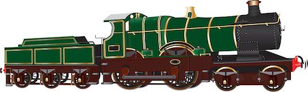 simsearch:400-08338640,k - A Vintage Green Passenger Steam Tender Locomotive isolated on white Fotografie stock - Microstock e Abbonamento, Codice: 400-09047579