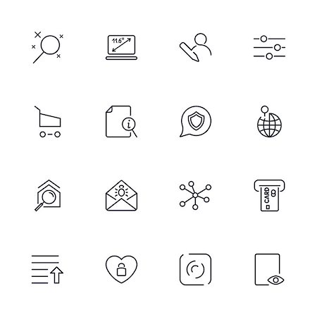 Set with different icons in modern style. High quality symbols for web site design and mobile apps. Simple signs on a white background. Editable Stroke Stock Photo - Budget Royalty-Free & Subscription, Code: 400-09047599