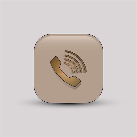 simsearch:400-06429921,k - Vector illustration of beige colored square shaped phone call icon. Stockbilder - Microstock & Abonnement, Bildnummer: 400-09047707