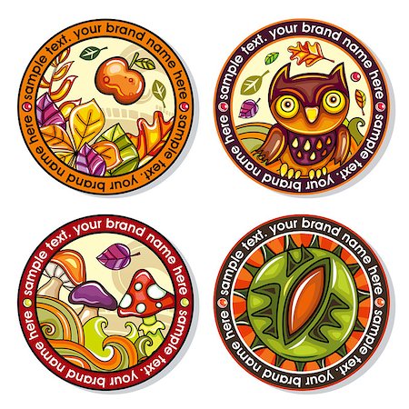 drink coaster - Vector set of Seasonal Autumn round drink coasters for cold, hot beverages. Cartoon fall designs for bar, pub, coffee shop, to place tea mug or beer bottle. Laves, nuts, owls, mushrooms and chestnuts Stock Photo - Budget Royalty-Free & Subscription, Code: 400-09047715