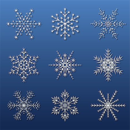 simsearch:400-04656297,k - set of white snowflakes with shadow on a blue background Photographie de stock - Aubaine LD & Abonnement, Code: 400-09047733