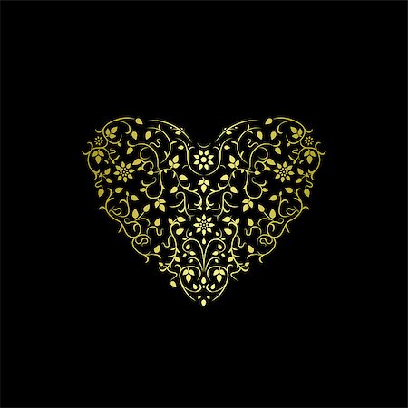 simsearch:400-05692643,k - Luxury ornate heart. Floral gold rich design. Stock Photo - Budget Royalty-Free & Subscription, Code: 400-09047926