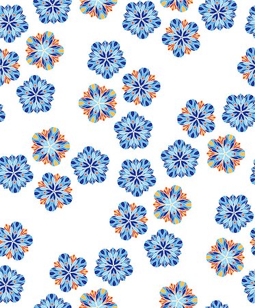 Vector flower seamless pattern. Simple flower print. Floral cute doodle background. Blue and red colors. Foto de stock - Royalty-Free Super Valor e Assinatura, Número: 400-09047969