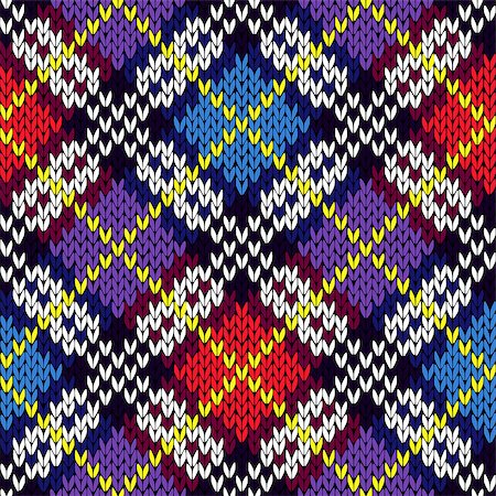 Geometric seamless knitting various colors vector pattern Stock Photo - Budget Royalty-Free & Subscription, Code: 400-09048072