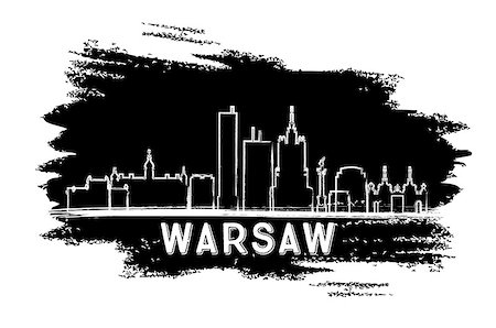 Warsaw Skyline Silhouette. Hand Drawn Sketch. Vector Illustration. Business Travel and Tourism Concept with Modern Architecture. Image for Presentation Banner Placard and Web Site. Photographie de stock - Aubaine LD & Abonnement, Code: 400-09048349