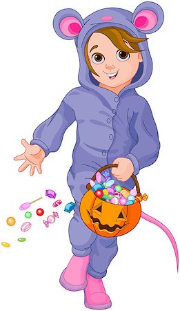 Illustration of trick or treating Halloween mouse child Stock Photo - Budget Royalty-Free & Subscription, Code: 400-09048501