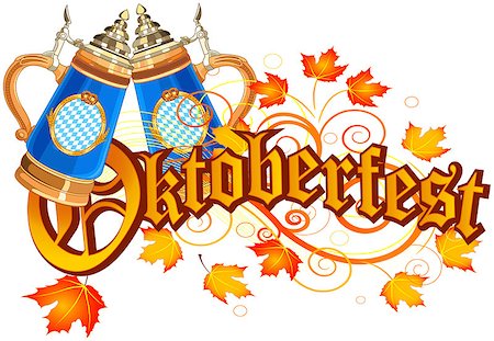 simsearch:400-08198906,k - Oktoberfest Celebration design with glass of beer autumn leaves Fotografie stock - Microstock e Abbonamento, Codice: 400-09048503