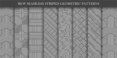 simsearch:400-09052365,k - Collection of seamless striped patterns. Black and white repeatable geometric texture. You can find seamless backgrounds is swatches panel. Photographie de stock - Aubaine LD & Abonnement, Code: 400-09048622