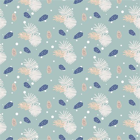 simsearch:400-08814672,k - Pinecone seamless vector pattern. Blue pine branch scrapbook paper design. Blue background. Stock Photo - Budget Royalty-Free & Subscription, Code: 400-09048665