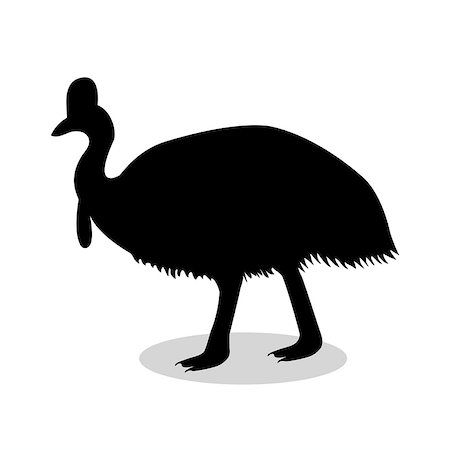 Cassowary bird black silhouette animal. Vector Illustrator. Stock Photo - Budget Royalty-Free & Subscription, Code: 400-09048671