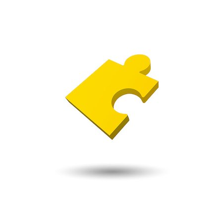 simsearch:400-07774007,k - Yellow jigsaw puzzle vector, blank simple template, icon isolated on white background Foto de stock - Royalty-Free Super Valor e Assinatura, Número: 400-09048836