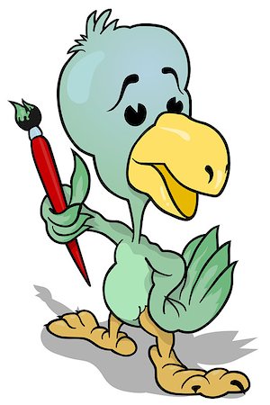 simsearch:400-08410446,k - Colorful Bird Holding Paintbrush And Presenting Artwork - Cartoon Illustration, Vector Stockbilder - Microstock & Abonnement, Bildnummer: 400-09048913