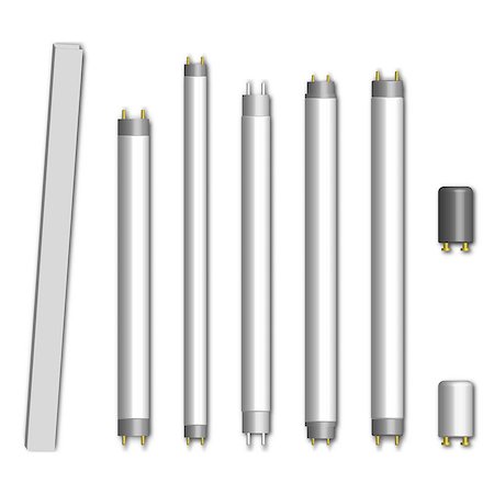 drawing on save electricity - Set of different fluorescent lamps and starters, isolated on white background. Elements of design of electrical components, vector illustration. Foto de stock - Super Valor sin royalties y Suscripción, Código: 400-09048979