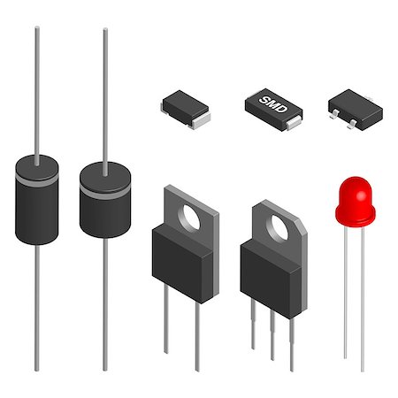 simsearch:400-09120941,k - Set of diodes of different shapes isolated on white background. Elements design of electronic components. 3D isometric style, vector illustration. Stock Photo - Budget Royalty-Free & Subscription, Code: 400-09048988