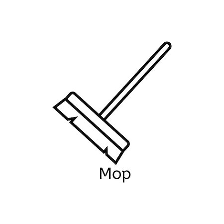 simsearch:400-07228658,k - Mop simple line icon. Floor cleaning thin linear signs. Cleaning simple concept for websites, infographic, mobile app. Stockbilder - Microstock & Abonnement, Bildnummer: 400-09049015