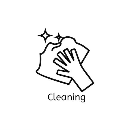 Hand holding simple line icon. Cleaning thin linear signs. Clean and shine simple concept for websites, infographic, mobile app Stock Photo - Budget Royalty-Free & Subscription, Code: 400-09049022