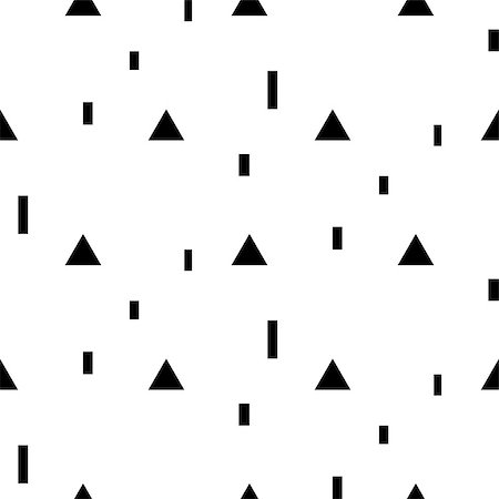 simsearch:400-09052365,k - Vector seamless pattern with geometric simple shapes. Black and white rectangles triangles fine print background. Photographie de stock - Aubaine LD & Abonnement, Code: 400-09049043