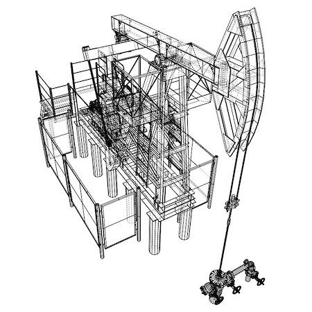 picture of people drilling oil - Oil pump jack in wire-frame style. Vector rendering of 3d Stock Photo - Budget Royalty-Free & Subscription, Code: 400-09049065