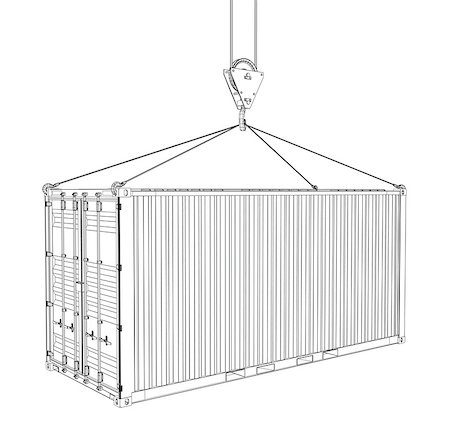 simsearch:700-03556898,k - Cargo container hanging on hook of crane. Vector rendering of 3d Foto de stock - Super Valor sin royalties y Suscripción, Código: 400-09049075