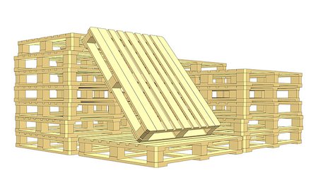 simsearch:400-06513601,k - Wooden pallets. Isolated on white. EPS 10 vector format. Vector rendering of 3d Stock Photo - Budget Royalty-Free & Subscription, Code: 400-09049073