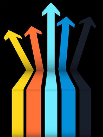 3D Illustration of a Set Of Multicoloured Arrows Going Up with a Step Over Black Background Photographie de stock - Aubaine LD & Abonnement, Code: 400-09049153