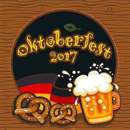 simsearch:400-06389296,k - Oktoberfest celebration vector poster with lettering. German festival mug of beer, Bavarian flag, salty pretzels, traditional snacks and drinks. Round festive Banners, Headers, frames, and menu offers Stock Photo - Budget Royalty-Free & Subscription, Code: 400-09049383