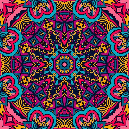 Abstract festive colorful grunge ethnic tribal pattern star mandala Stockbilder - Microstock & Abonnement, Bildnummer: 400-09049391