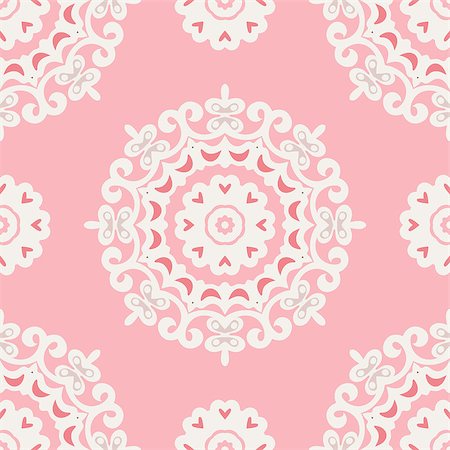 simsearch:400-09049403,k - Cute pink Seamless abstract tiled pattern web with mandala circle Photographie de stock - Aubaine LD & Abonnement, Code: 400-09049405