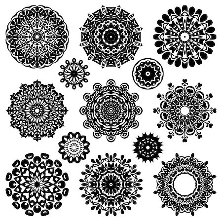 Ornamental round floral pattern. Set of mandala round circle ornament Stockbilder - Microstock & Abonnement, Bildnummer: 400-09049407