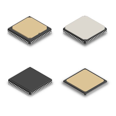 simsearch:400-09120941,k - Set of processors of different shapes isolated on white background. Elements design of electronic components. 3D isometric style, vector illustration. Stock Photo - Budget Royalty-Free & Subscription, Code: 400-09049474