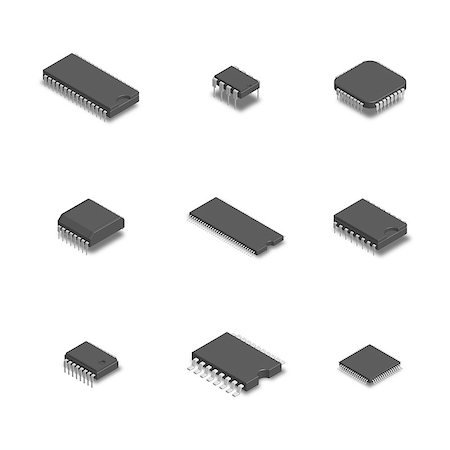 simsearch:400-09120941,k - Set of chips of different shapes isolated on white background. Elements design of electronic components. 3D isometric style, vector illustration. Stock Photo - Budget Royalty-Free & Subscription, Code: 400-09049475