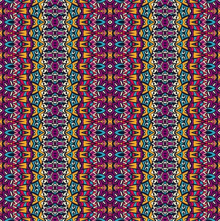 Abstract festive colorful fancy geometric vector ethnic tribal pattern Stockbilder - Microstock & Abonnement, Bildnummer: 400-09049499