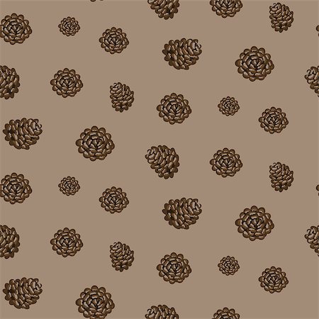 pine cone pattern - Fir cones seamless vector pattern. Pine branches on brown background. Stock Photo - Budget Royalty-Free & Subscription, Code: 400-09049534