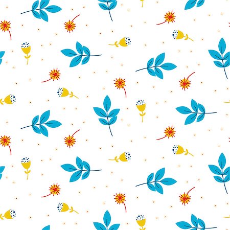 Cute blue twigs and leaves seamless vector pattern in cartoon style. Autumn season foliage and florals illustration texture repeat. Foto de stock - Super Valor sin royalties y Suscripción, Código: 400-09049644