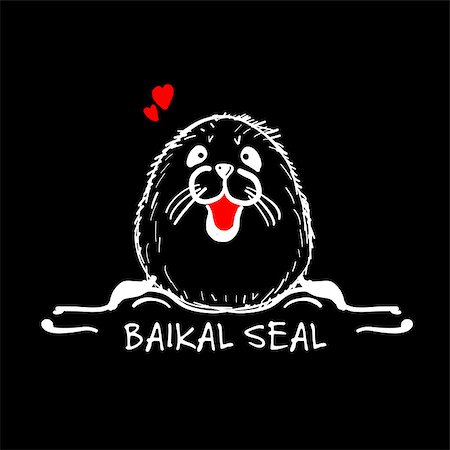 simsearch:400-09049135,k - Baikal seal, sketch for your design. Vector illustration Stockbilder - Microstock & Abonnement, Bildnummer: 400-09049715