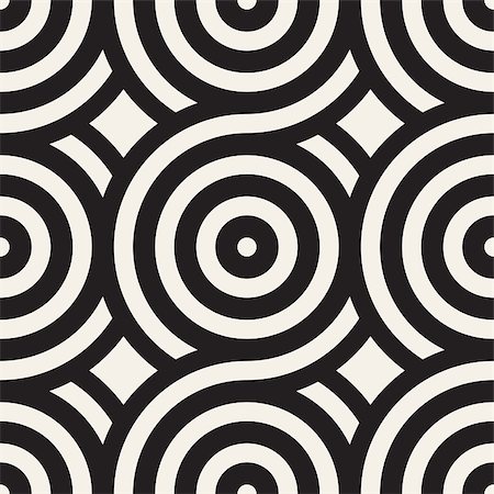 simsearch:400-08807079,k - Vector seamless geometric pattern composed with circles and lines. Modern stylish rounded stripes texture. Repeating abstract decorative background Stock Photo - Budget Royalty-Free & Subscription, Code: 400-09049757