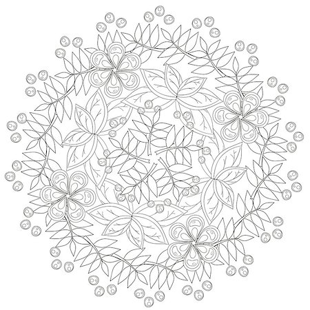 flowers sketch for coloring - Coloring book page for adults and kids in doodle style. Vector artwork good for art therapy and coloring meditation. Stock Photo - Budget Royalty-Free & Subscription, Code: 400-09049782