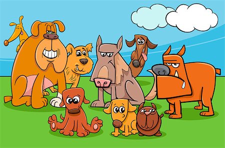 simsearch:400-09093371,k - Cartoon Illustration of Funny Dogs Pet Animal Characters Group Stock Photo - Budget Royalty-Free & Subscription, Code: 400-09049799