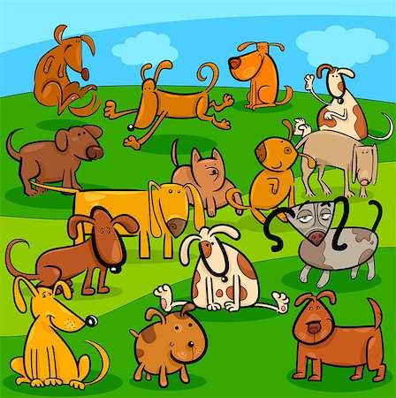 simsearch:400-08051778,k - Cartoon Illustration of Comic Dogs and Puppies Animal Characters Group Stock Photo - Budget Royalty-Free & Subscription, Code: 400-09049806