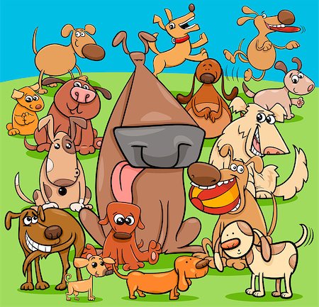 simsearch:400-09093371,k - Cartoon Illustration of Playful Dogs and Puppies Animal Characters Group Stock Photo - Budget Royalty-Free & Subscription, Code: 400-09049802