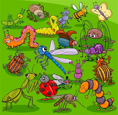 simsearch:400-08046771,k - Cartoon Illustration of Insects and Bugs Animal Characters Group Stock Photo - Budget Royalty-Free & Subscription, Code: 400-09049814