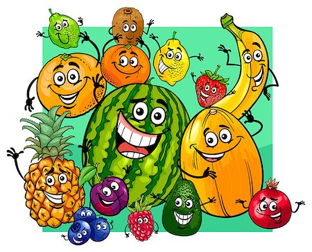 simsearch:400-06866586,k - Cartoon Illustration of Cute Fruit Characters Group Stock Photo - Budget Royalty-Free & Subscription, Code: 400-09049811