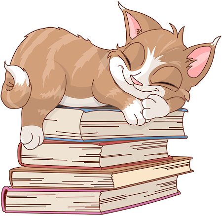 simsearch:400-08258090,k - Cute cat are sleeping on pile of books Photographie de stock - Aubaine LD & Abonnement, Code: 400-09049927
