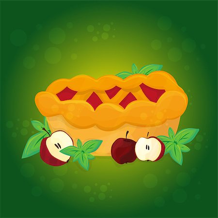 Apple pie and Apples, vector cartoon illustration Stock Photo - Budget Royalty-Free & Subscription, Code: 400-09050057